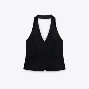 New with Tags Cool Zara Black Button Up Blazer Vest in M